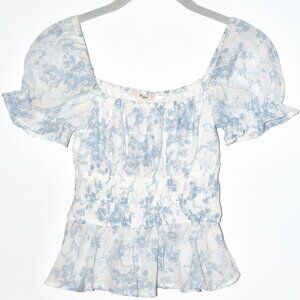 NEW Francesca's Mi Ami Floral Boho Short Sleeve Blouse - XS
